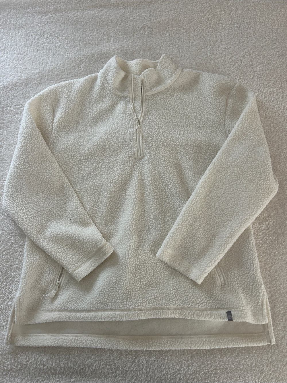 Talbots Cream Sherpa Quarter-Zip Pullover